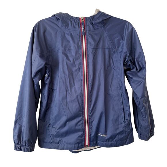 LL Bean Blue Water Resistant Fleece Lined Full Zip LongSleeve Jacket w/Hoodie-10 - Picture 1 of 8
